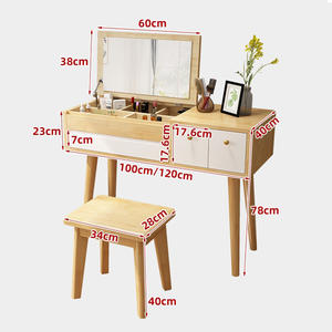 Table de toilette moderne et abordable avec rangement, <span class=keywords><strong>coiffeuse</strong></span> en <span class=keywords><strong>bois</strong></span> pour filles, commode vintage simple avec miroir pour chambre à coucher - Product Image 6