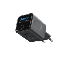Cargador Inteligente de Escritorio con Pantalla, PD 45w, 1 Puerto Tipo C, Enchufe US/EU, con Visualización de Energía en Tiempo Real para Laptop, Teléfono y Tablet