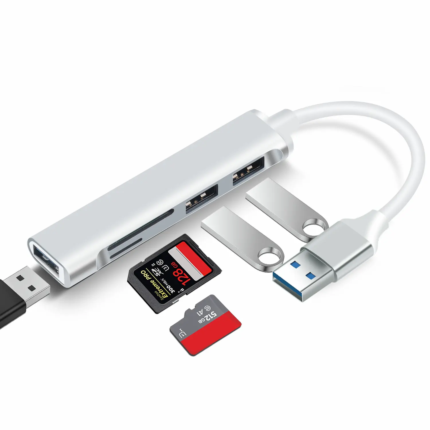 5 in 1 Tipe A 5 Port USB 3.0 Hub, USB Mini Splitter ekstensi Multiport untuk komputer Laptop Desktop aksesoris