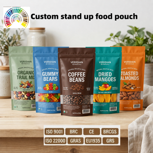 Kemasan Makanan Custom Print Resealable Stand Up Pouch Dengan Zipper Mylar Ziplock Bag untuk Kacang, Campuran Kacang, Camilan, Kemasan Kopi - Product Image 1