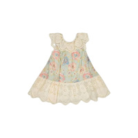 Robe en coton pour enfants 2026BA, style pastoral d'été, pour filles, plissée, brodée de fleurs, bordure soluble dans l'eau, style princesse