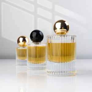 Bottiglia di <span class=keywords><strong>Profumo</strong></span> Cilindrica a Strisce 100ml, Flacone di Lusso Nero con Tappo a Sfera in ABS - Product Image 3