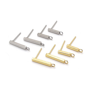 Orecchino in acciaio inossidabile con paletti a barra ad anello rettangolari orecchini pendenti con borchie per accessori - Product Image 1