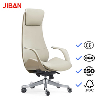 Chaise de bureau exécutive moderne en cuir, ergonomique, dossier haut, appui-tête réglable, pivotante, inclinable, base en alliage d'aluminium pour le bureau
