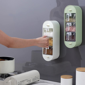 Boîte à épices murale moderne pour cuisine, 5 compartiments, en plastique, pour le stockage des assaisonnements - Product Image 1