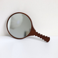 Miroir de poche rond en bois brun moderne avec logo personnalisé, écologique, durable, pour la beauté, le maquillage et le soin personnel, 30x17,5x1,6 cm