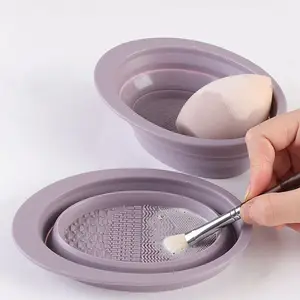 Reusable Silicone Makeup Brush Cleaning Pad Mat Collapsible Cosmetics Cleaning Tool Silicone Makeup Brush Cleaner Mat Pad