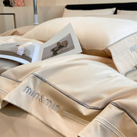 Parure de lit d'été de luxe unie à haute densité de fils, brodée, 100 % coton, housse de couette et taies d'oreiller, écologique, toucher doux