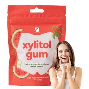 La gomma xilitolo di fabbrica OEM contiene eritritolo supporta la cura orale a basso contenuto calorico senza zucchero gomma aromatizzata all'anguria 60 <span class=keywords><strong>compresse</strong></span>/confezione - Product Image 1