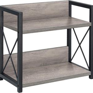 Portaoggetti Moderno a 2 Ripiani in Metallo e <span class=keywords><strong>Legno</strong></span>, Sostenibile e Multifunzionale per Soggiorno, Cosmetici, Stoviglie, <span class=keywords><strong>Spezie</strong></span> - Product Image 2