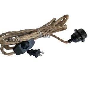 Kit de suspension luminaire CUL E26 avec cordon en tissu noir torsadé triple, interrupteur variateur et prise intégrée - Product Image 3