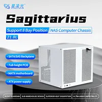 Boîtier d'ordinateur NAS Sagittarius à 8 baies |   Support métallique pour alimentation ATX, carte mère MicroATX, PCIE pleine hauteur 21.8L en stock