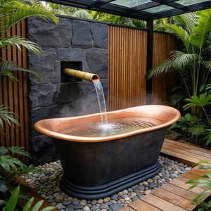 Bañera de Lujo de Dos Tonos en Cobre ORB Bronce Oscuro, Bañera Independiente Martillada a Mano para Villa o <span class=keywords><strong>Spa</strong></span> - Product Image 1
