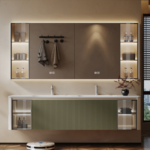 Mueble de Baño Moderno de Lujo con Lavabo Doble, Mueble Independiente con Gabinete de Madera Sólida - Product Image 2