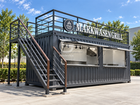 Restaurant moderne en conteneur maritime de 20 pieds à deux étages, cuisine préfabriquée de luxe en conteneur moderne, équipement de cuisine complet pour les entreprises