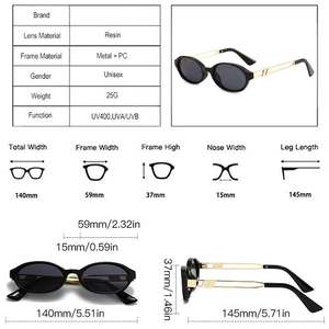 Gafas de Sol Personalizadas con Logotipo, Estilo Retro Moderno 2025, Metálicas, Punk, para Hombre, Protección UV400, Ovaladas Pequeñas, para Mujer - Product Image 6