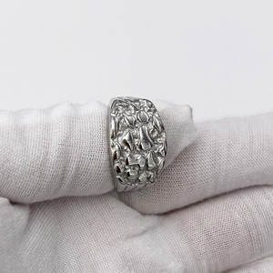 Anillos Resistentes al Deslustre e Impermeables de Buena Calidad, Anillos de Acero Inoxidable 316L Chapados en Oro PVD de 14k y 18k, Anillos Nugget para Mujer - Product Image 5