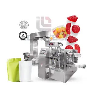 LOM Fully Automatic Z Type Bowl Elevator Feeding Lifter Stand Up Pouches 2g 4g Gummy Counting Filling Packing Machine