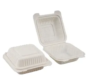 9 ''* 6" mía Takeaway Hộp Ăn Trưa thức ăn nhanh container phân hủy sinh học bao bì bã mía thực phẩm container dùng một lần