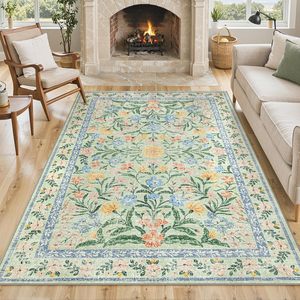 <span class=keywords><strong>Tapis</strong></span> d'appoint doux, écologique, lavable, <span class=keywords><strong>vert</strong></span> <span class=keywords><strong>sauge</strong></span>, style bohème vintage, 6x9, antidérapant, à poils ras, pour chambre d'enfant et décoration intérieure - Product Image 1