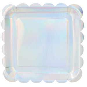 Modern Holographic Silver Foil Round Paper <b>Plates</b> 9 in Scalloped Edge Hot Selling for Party Tableware & Decorations - Product Image 4