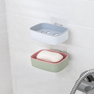 Double Layer Soap Dish Wall Mount Rectangular Plastic Minimalist Design For Bathroom Shower - Product Image 3