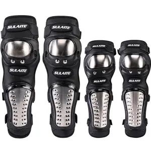 Hot Bán 4 Cái/bộ Xe Máy Kneepad Thép Không Gỉ Moto Khuỷu Tay Miếng Đệm Đầu Gối Motocross Racing Bảo Vệ Bánh Răng