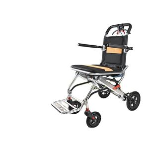 Fauteuil roulant de voyage de transport pliable léger avec freins à main et roues de 8 pouces, rembourrage creux en nid d'abeille noir orange - Product Image 5