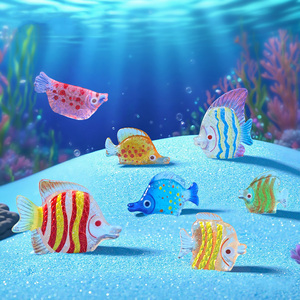 ตุ๊กตาปลาเรซิ่นขนาดเล็กเรืองแสงในที่มืด ของตกแต่งสวน ตู้ปลา บ้านตุ๊กตา งานฝีมือ ของประดับตกแต่ง - Product Image 2