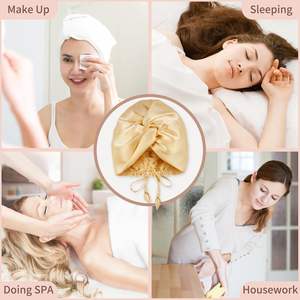 Bonnet de nuit en soie 100% avec nœud spécial, logo personnalisé, bonnet de cheveux en soie pure, turban en soie de beauté avec bande - Product Image 3