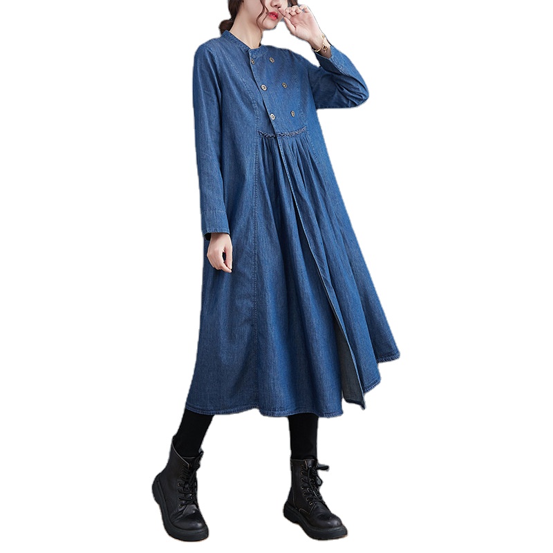 2024 Autumn New Women Dress Fashion Casual Long Loose Waist O-neck Long Sleeve Large Size Loose Double-Breasted Denim Lady Dress| Alibaba.com 2024 Autumn New Women Dress Fashion Casual Long Loose Waist O-neck Long Sleeve Large Size Loose Double-Breasted Denim Lady Dress| Alibaba.com