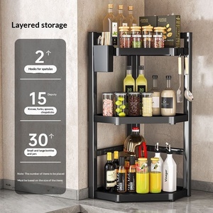 Estante Metálico Triangular de Doble Nivel para Especias, Tipo Soporte de Cocina, Sin Perforaciones - Product Image 3