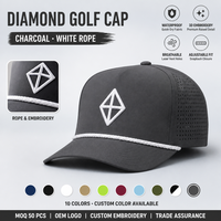 Gorra de Golf Moderna de 5 Paneles con Logotipo Personalizado, Bordado Geométrico Gris Oscuro, Venta al Por Mayor OEM ODM