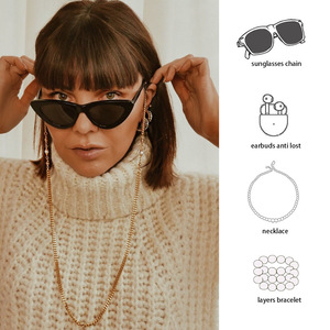 Occhiali in metallo perlato collana a catena auricolare Anti perso auricolari Airpods collane multifunzione - Product Image 2