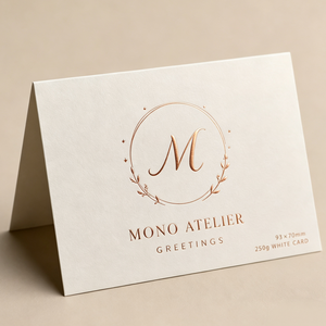 Wholesale Embossed Rose Gold Foil Printed Thank You Note <b>Cards</b> Custom Monogram Logo Luxury Matte White Folding Greeting <b>Cards</b> - Product Image 2