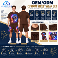 Ensemble d'été deux pièces pour homme en coton mélangé tricoté, imprimé numériquement avec motif pneu de course Turbo, séchage rapide, t-shirt et short