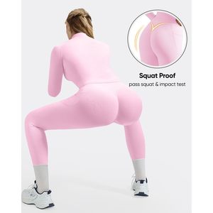 <b>Workout</b> Sets For Women Booty Leggings Matching Zip Up <b>Jacket</b> Gym Outfits With Pockets Rose Pink XL Slim Fit - Product Image 5