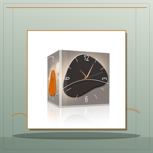 <span class=keywords><strong>Horloge</strong></span> murale d'angle en acrylique, double face, carrée, analogique, design noir et orange, pour salon, couloir, bureau, décoration - Product Image 6