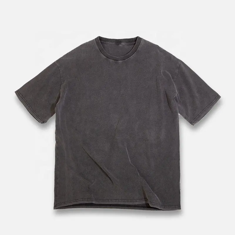 Hip Hop Fashion Street wear Custom Fade Black Oversize T Shirt Vintage Acid wash T shirt Men