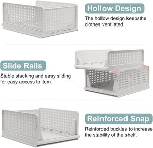 Plastic Closet Organizer Laundry <strong>Basket</strong> Stackable 5 Pack Folding Closet Organizers Box Storage Bins Drawer <strong>Wardrobe</strong> <strong>Basket</strong> - Product Image 2