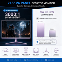 Monitor de Computadora FHD de 21.5 Pulgadas, OEM de Fábrica, VA 1080P 60Hz, HDMI, VGA, DP, Montable en VESA, Base de Metal, para Oficina y Hogar, Venta al Por Mayor