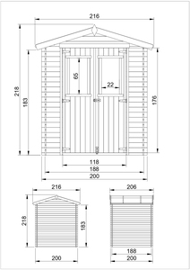 TIMBELA M343C Abri de jardin en bois 3.53m x 200cm x 218cm 19mm Nature Pression Planches Assemblage facile Meubles de rangement extérieurs - Product Image 5
