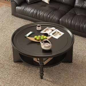 Solid Wood Round Coffee <b>Table</b> 48 In Retro Style American Chinese Living Room Furniture - Product Image 4