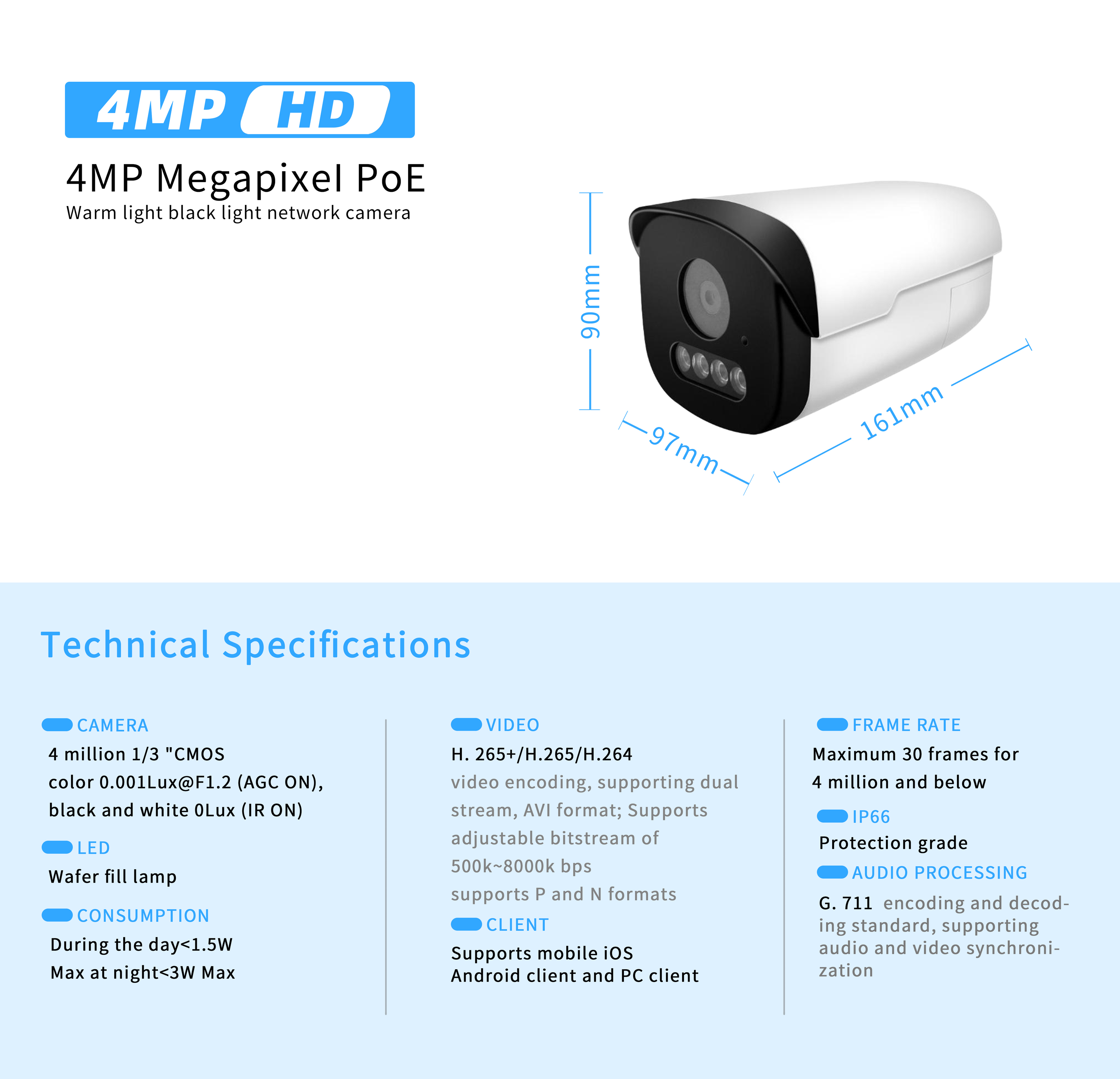 Latest Upgrade 6MP IP66 CMOS P2P Security Bullet POE IP Camera Night Vision Cloud Full Color Pan-Tilt One-Way Audio Waterproof · image 2