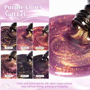 MEET ACROSS Gel à ongles à effet puissant avec paillettes violettes, étiquette privée personnalisée disponible, série Dunhuang, gel UV à paillettes <span class=keywords><strong>flash</strong></span> - Product Image 5