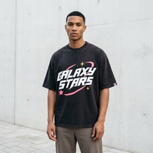 T-shirt GALAXY STARS Get <span class=keywords><strong>My</strong></span> Sh*t, Nero Notte Effetto Lavato, Stile Y2K High <span class=keywords><strong>Street</strong></span>, Oversize con Grafica - Product Image 3