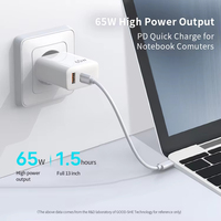 Chargeur rapide PD 65W US EU Type C GaN, adaptateur secteur Type-C pour tablettes, ordinateurs portables Dell HP