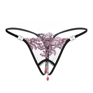 Vente en gros usine : Lingerie sexy pour femmes avec perles, broderies, string à entrejambe ouvert, taille basse, nœud, G-string, culotte perlée pour adultes - Product Image 1