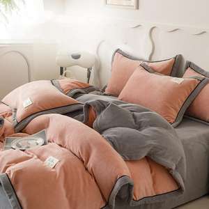 Ensemble <span class=keywords><strong>de</strong></span> Literie <span class=keywords><strong>de</strong></span> Luxe Style Hiver, Drap Housse Deux Pièces, Couverture <span class=keywords><strong>de</strong></span> Couette <span class=keywords><strong>en</strong></span> Velours Couleur Unie, Drap <span class=keywords><strong>de</strong></span> <span class=keywords><strong>Lit</strong></span> King Size et <span class=keywords><strong>Parure</strong></span> <span class=keywords><strong>de</strong></span> <span class=keywords><strong>Lit</strong></span> Jumelle d'Hiver - Product Image 3