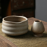 OEM en stock, lot de 2 pièces, bol à matcha en céramique artisanale, porte-fouet, ensemble cadeau matcha avec bec verseur pour la cérémonie du thé